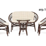 Комплект для отдыха TURKEY (стол круглый (со стеклом)+2 кресла + диван) /с подушками/  в Геленджике